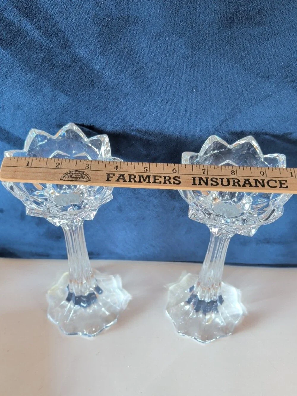 2 Mikasa Royal Crown, Lead Crystal Candlesticks. Fluted Stem & a Flower-Shape.
